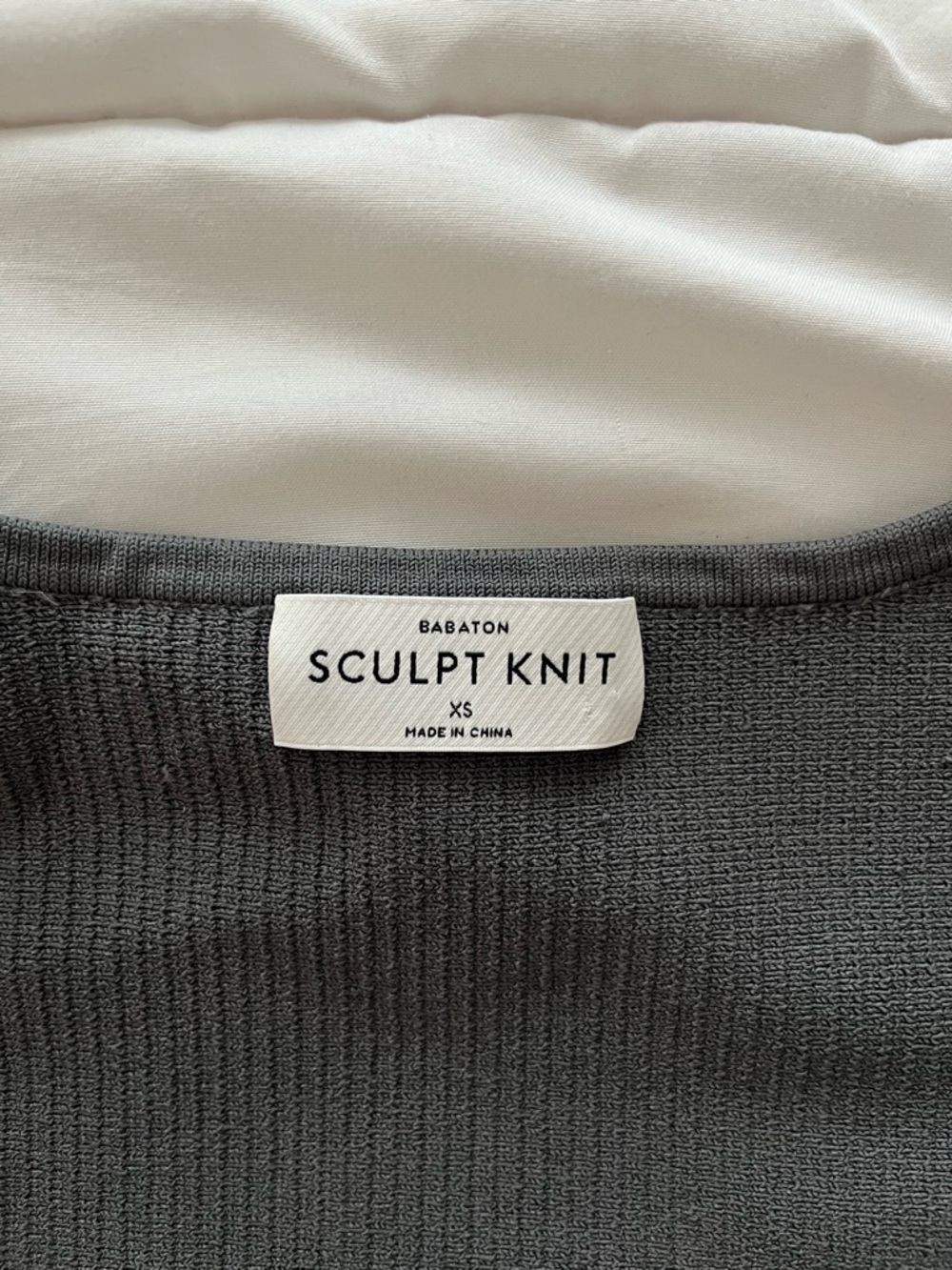 Aritzia Sculpt Knit Charcoal Ribbed Sweetheart Long Sleeve Top - Picture 2 of 2
